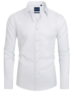 Alimens & Gentle White Dress Shirt for Men Dress Shirts Long Sleeve White Button Down Shirt Men Slim Fit Dress Shirts Big