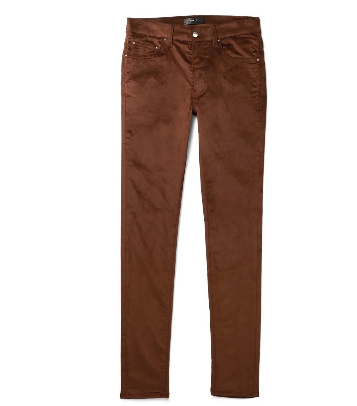 Amiri Velour Skinny Stack Jeans Chocolate