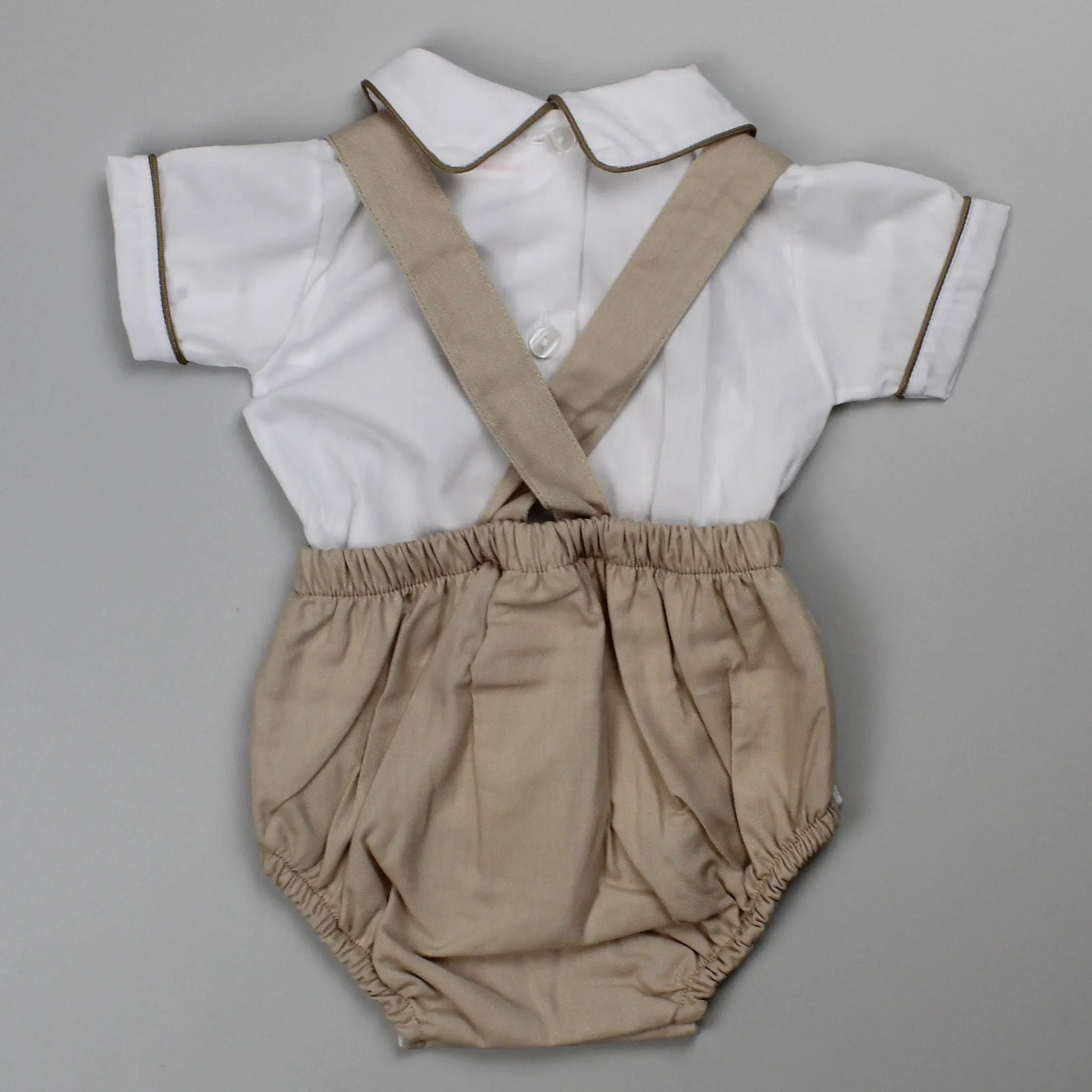 Baby Boys Smocked Romper and Shirt - Beige