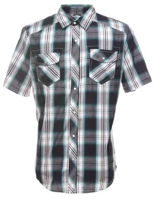 Black & Light Blue Classic Checked Shirt - L