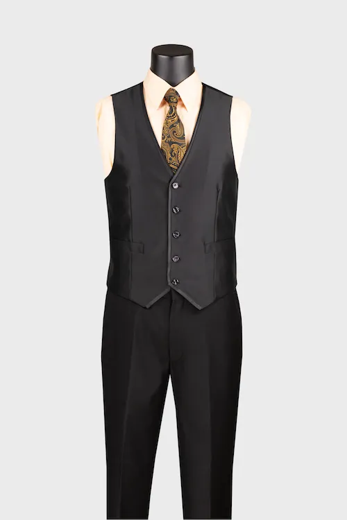 Black Shiny Notch Lapel Suit