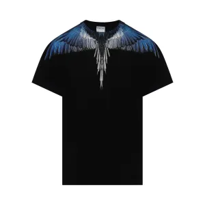 Classic Wings Print T-Shirts in Black/Blue