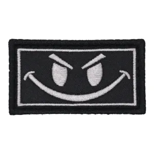 Evil Smiley Face Embroidered Patch Black/Gray