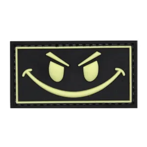 Evil Smiley Face Patch Black/Glow in the Dark