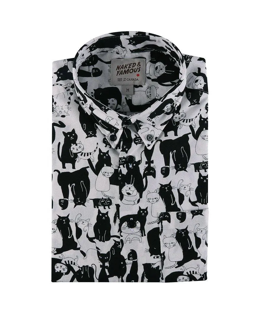 Funny Cats Short Sleeve Easy Shirt White