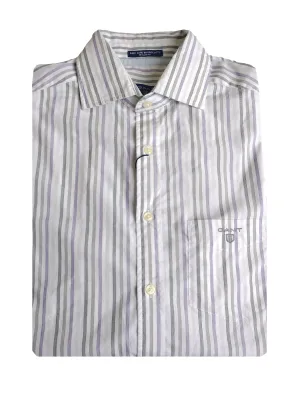 GANT Men's Graphite Easy Care Broadcloth Stripe Shirt 342846 Size Medium NWT