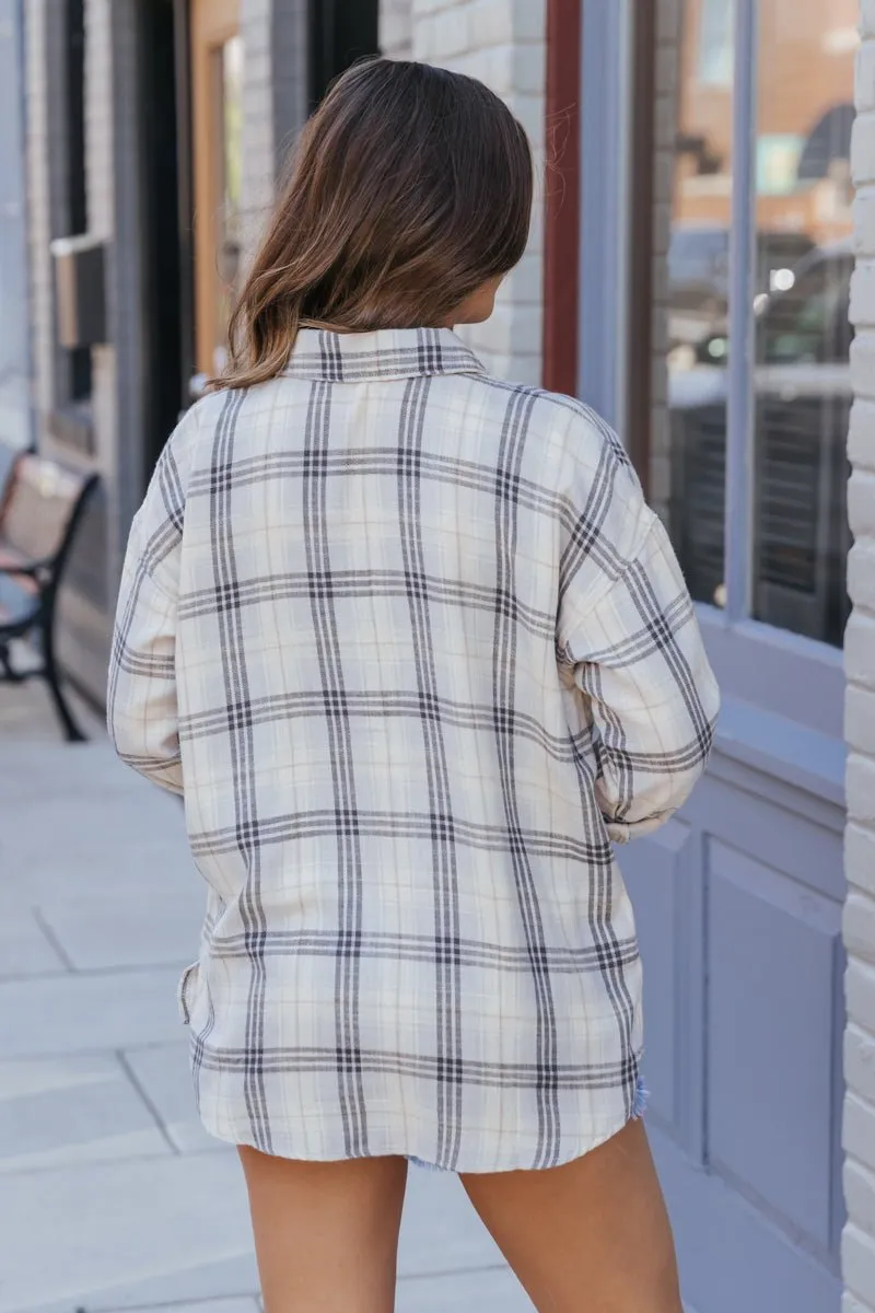 Grey Plaid Button Down Shirt - FINAL SALE