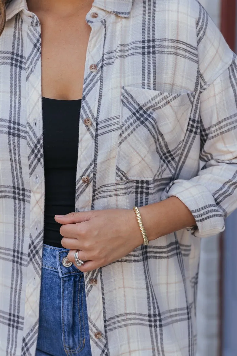 Grey Plaid Button Down Shirt - FINAL SALE