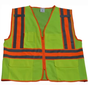 Hi Vis Class 2 Solid Front Mesh Back Two Tone DOT Surveyors Vest