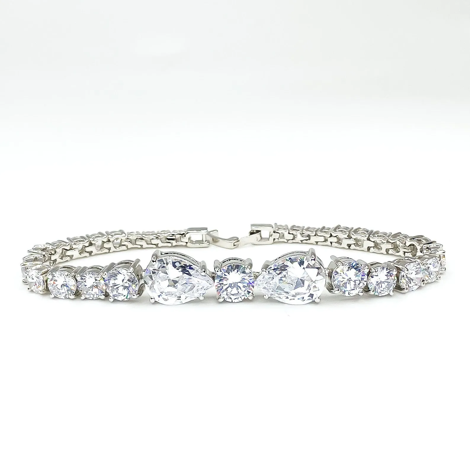 Julian Elegant Pear Cut CZ Statement Bracelet  | 7.5in