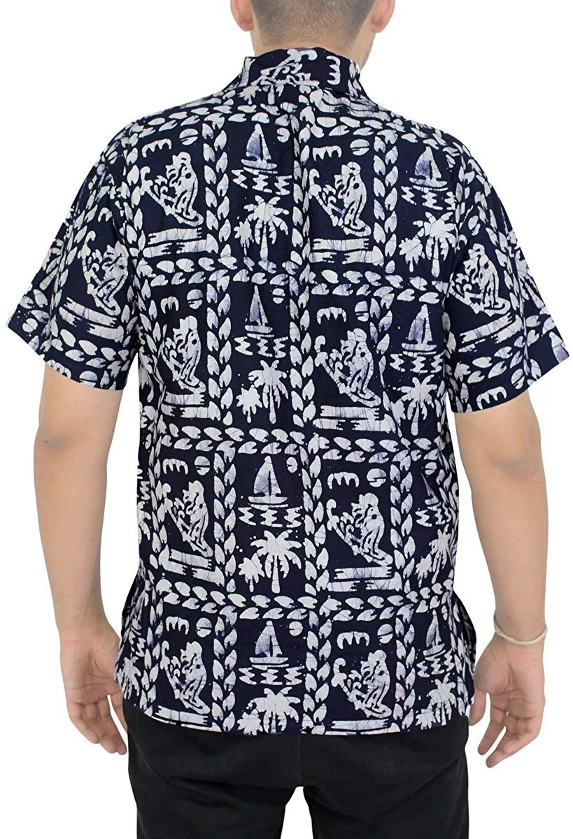 LA LEELA Shirt Casual Button Down Short Sleeve Beach Shirt Men Aloha Pocket 28