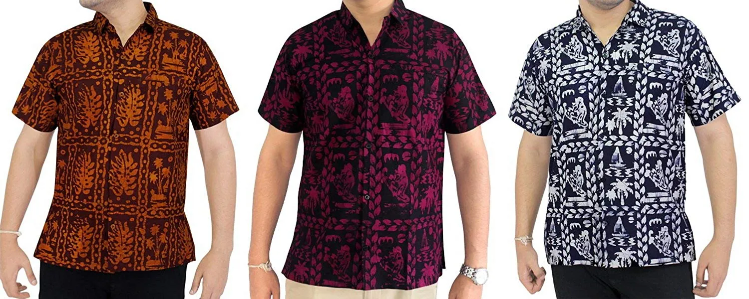 LA LEELA Shirt Casual Button Down Short Sleeve Beach Shirt Men Aloha Pocket 28