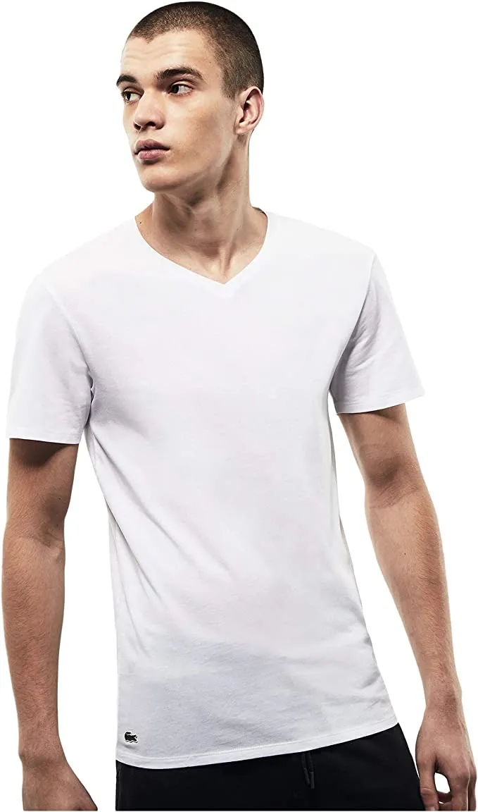 Lacoste Underwear Men's Essentials 3-Pack 100% Cotton Slim Fit V-Neck T-Shirts