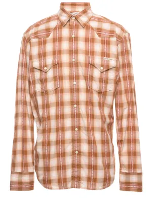 Light Brown Western Checked Shirt - M