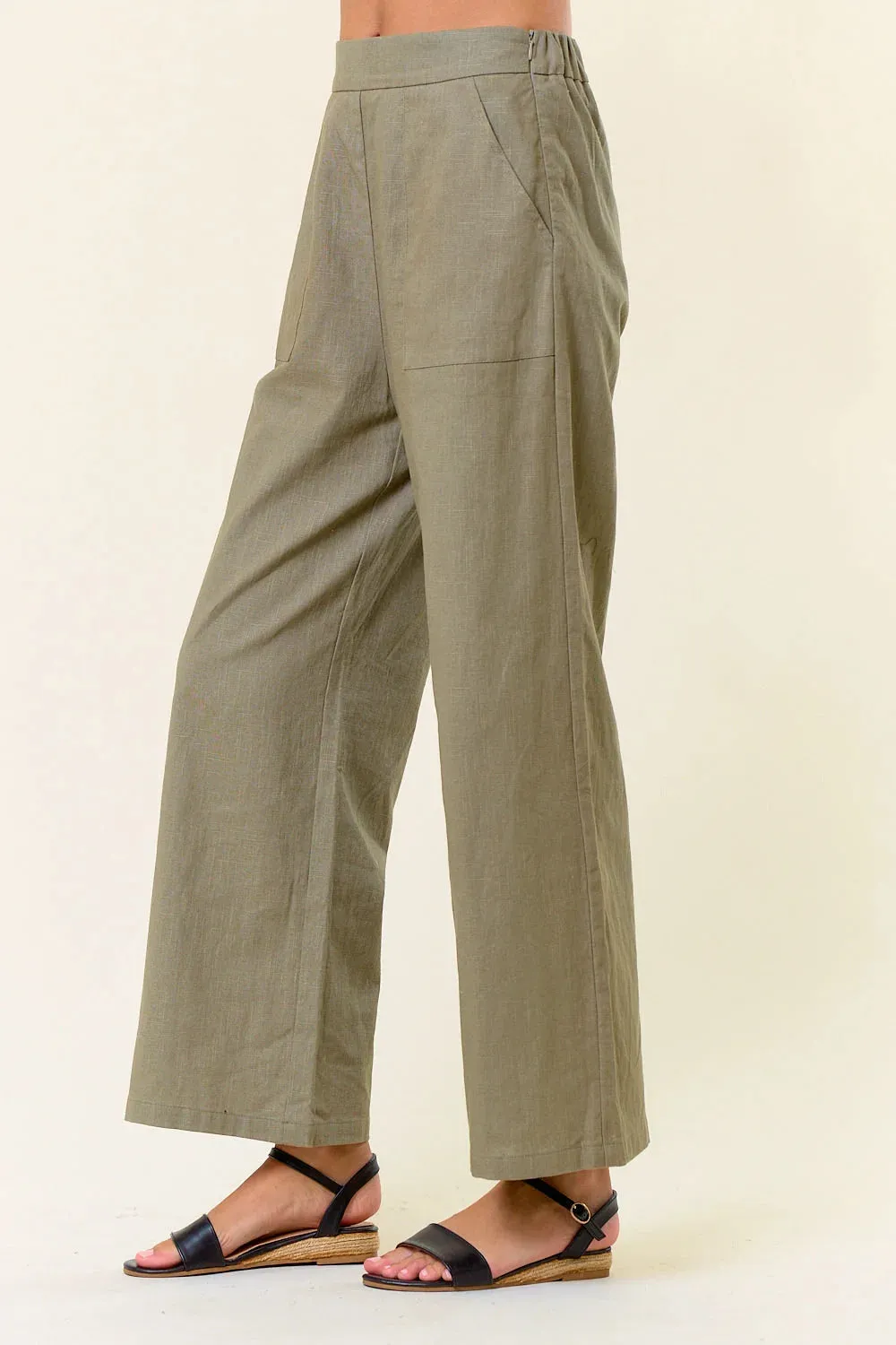 LINEN PANTS WITH ELASTIC WAIST