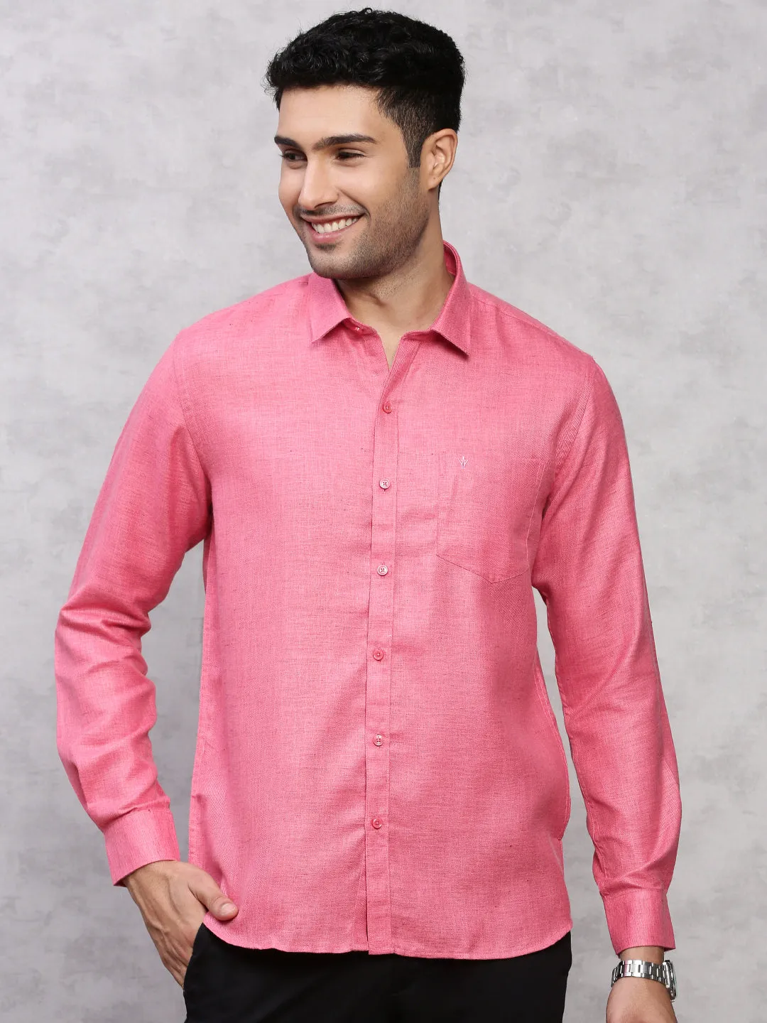 Men Cotton Blend Shirt Dark Pink T7 CG9