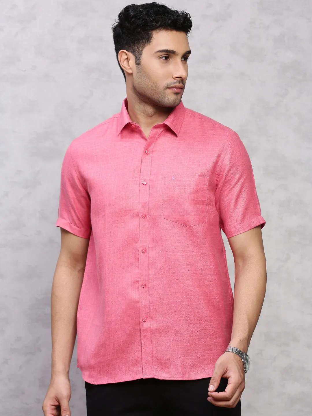 Men Cotton Blend Shirt Dark Pink T7 CG9