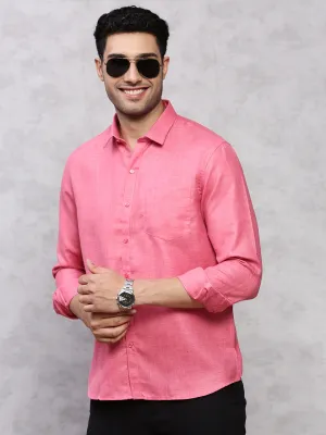 Men Cotton Blend Shirt Dark Pink T7 CG9