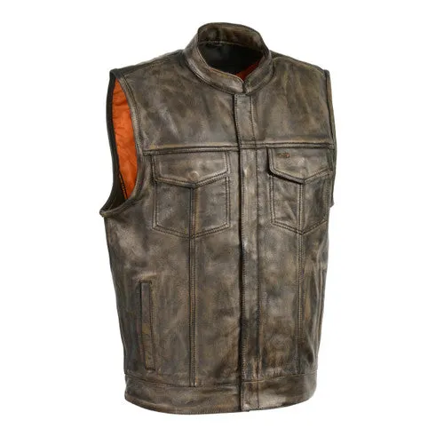 Men's Distressed Brown Club Style Vest 3510.09