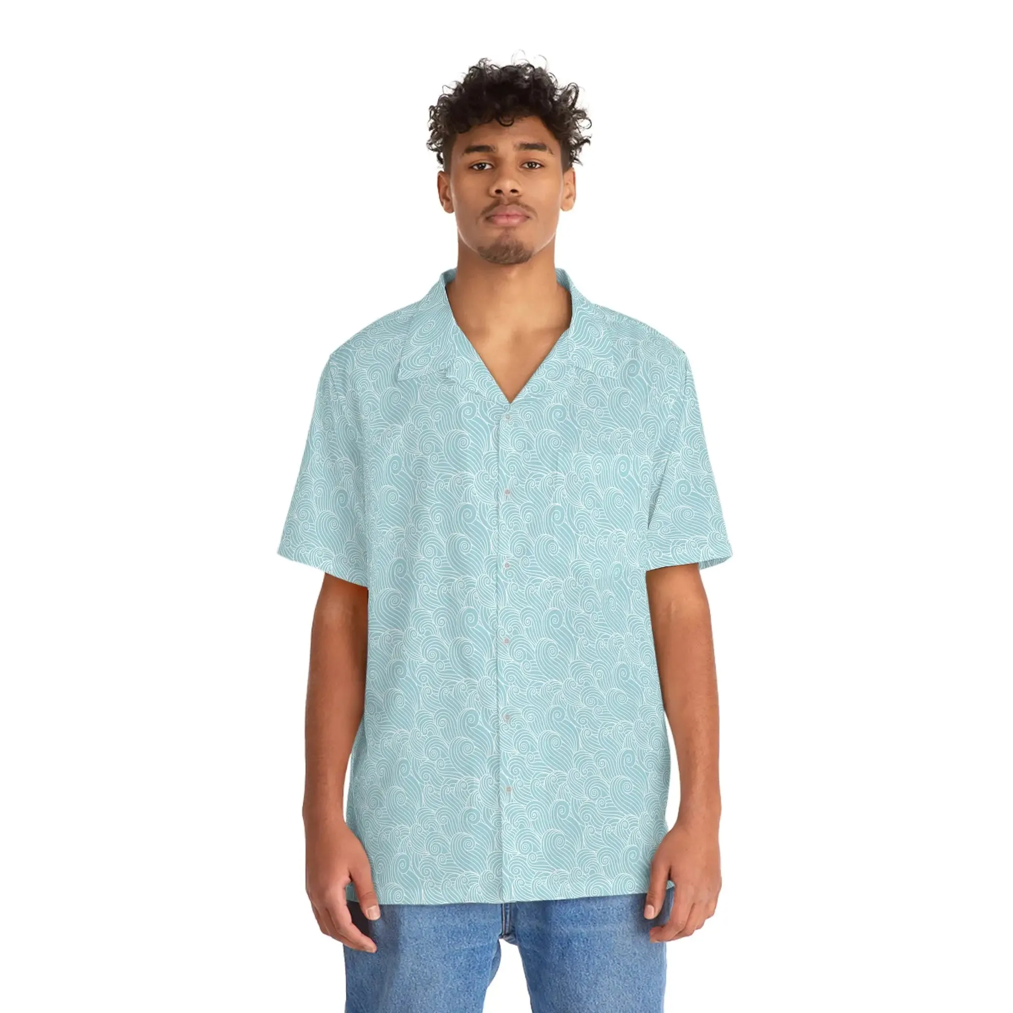 Men's Tropical Ocean Print Hawaiian Shirt