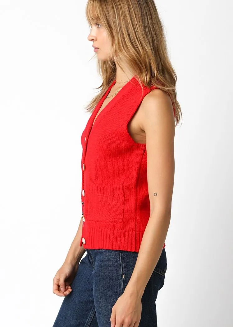 Meredith Sweater Vest- Red ***FINAL SALE***