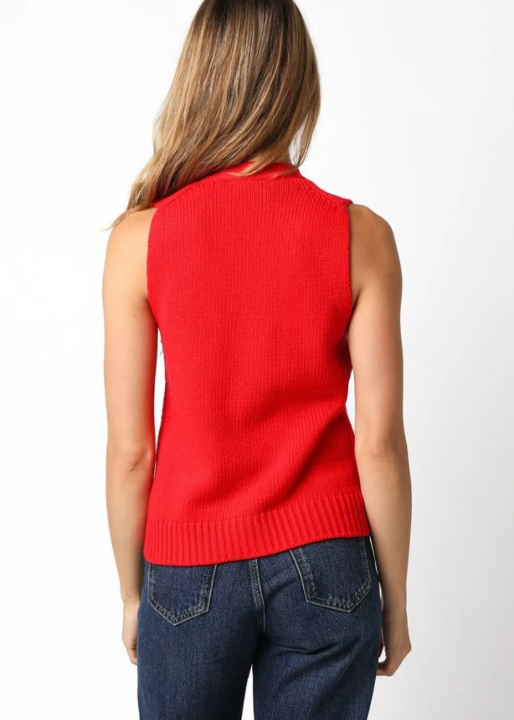 Meredith Sweater Vest- Red ***FINAL SALE***