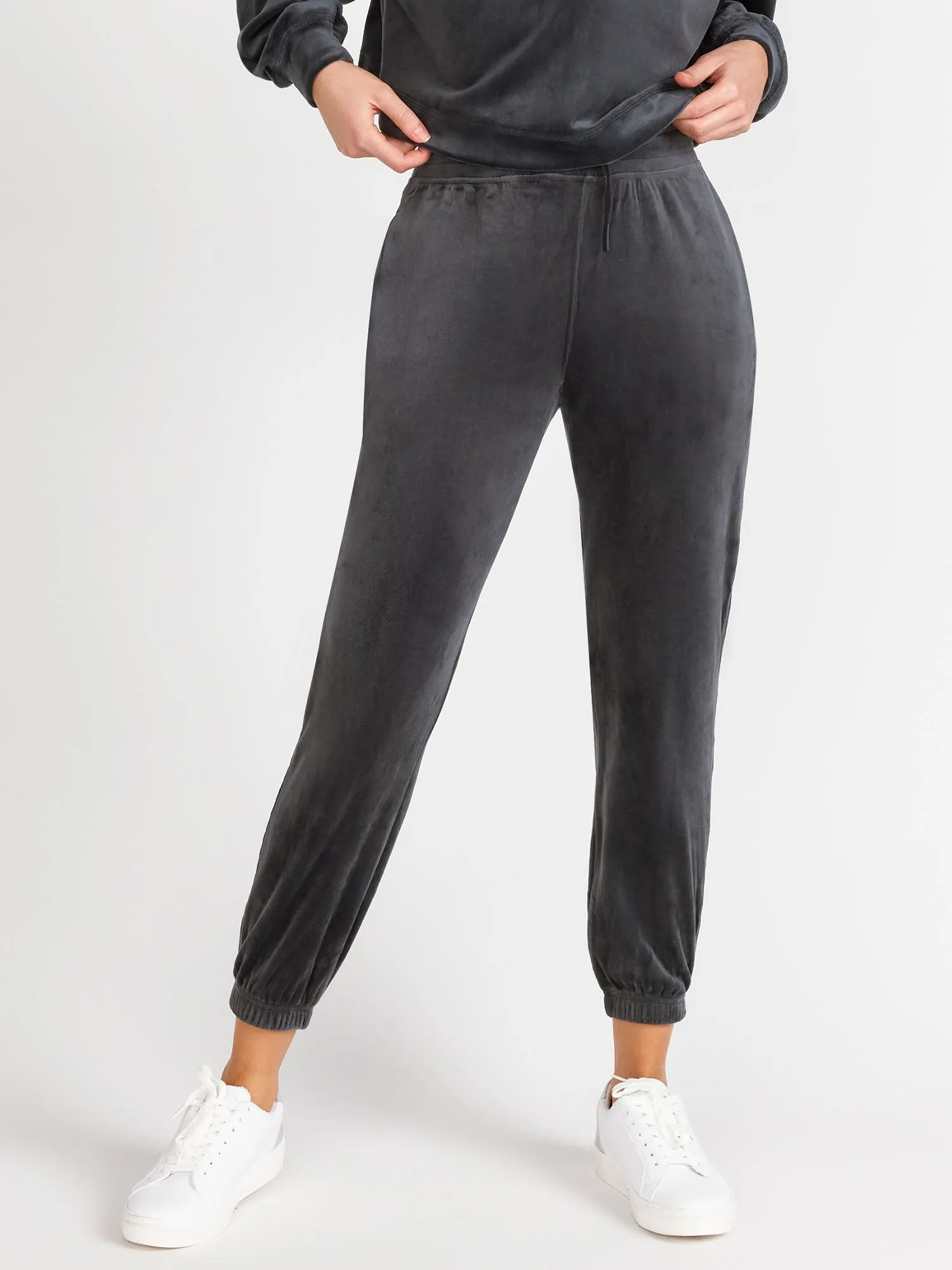 Mono B Velour Jogger Pants, Grey - Brands We Love