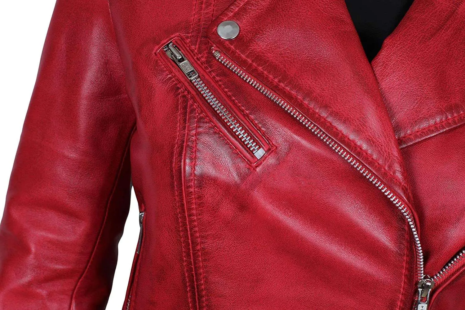 Negan Biker Women's Red Leather Jacket