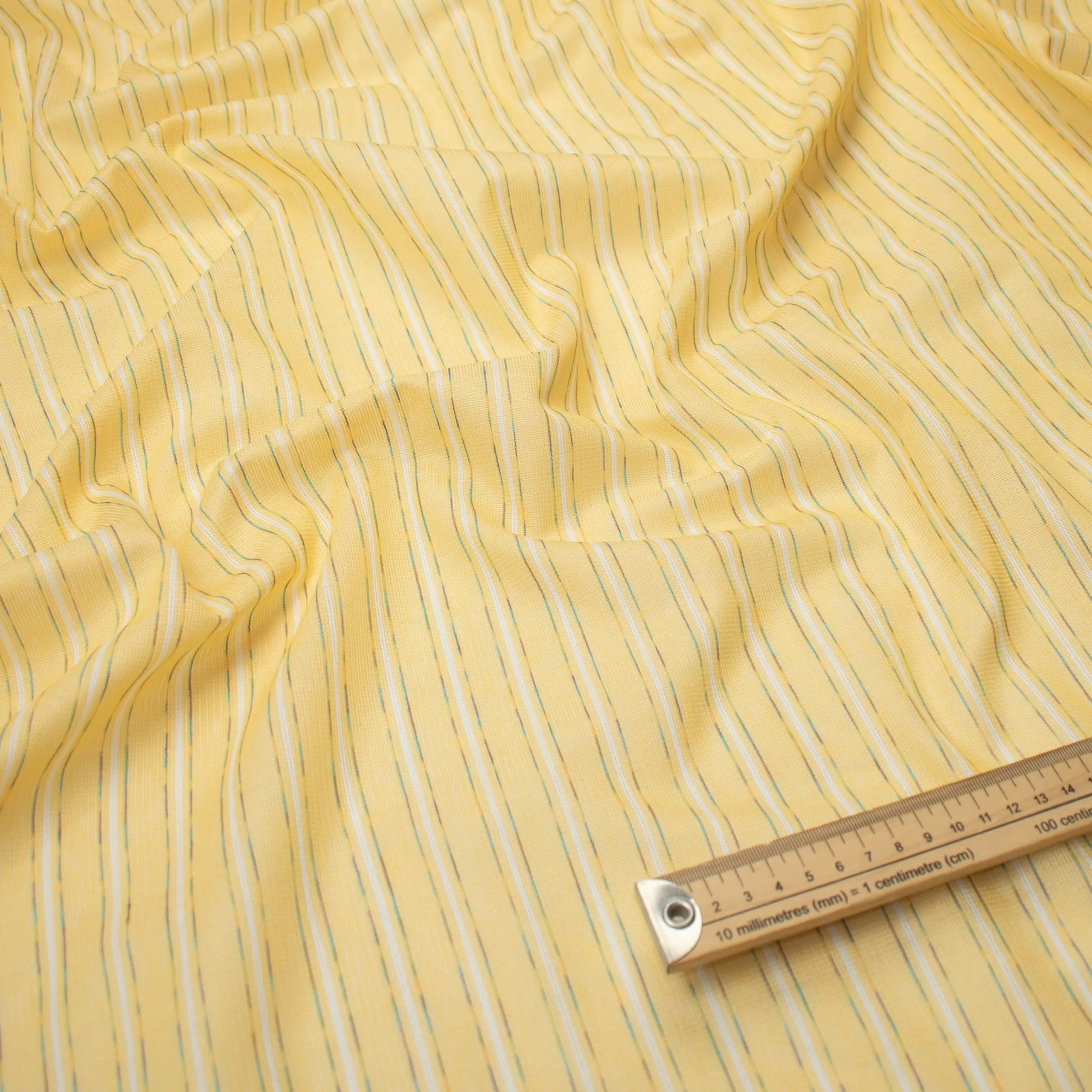 Printed Knits Design-116 White & Yellow Stripes