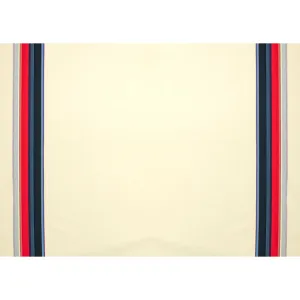 Printed Knits Design-145 Navy & Red Stripes Border Prints on Cream