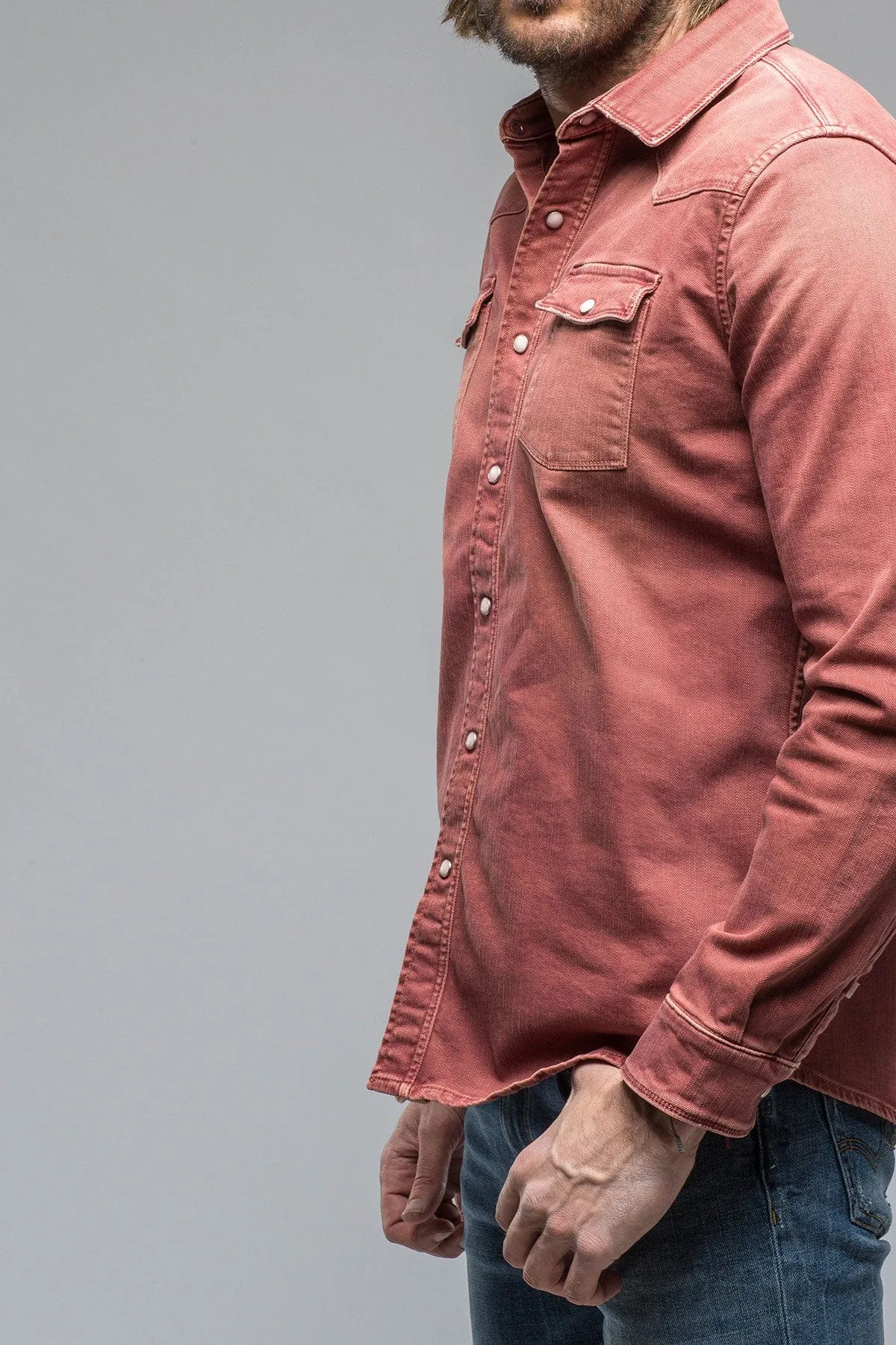 Ranger Colored Denim Snap Shirt In Terracotta