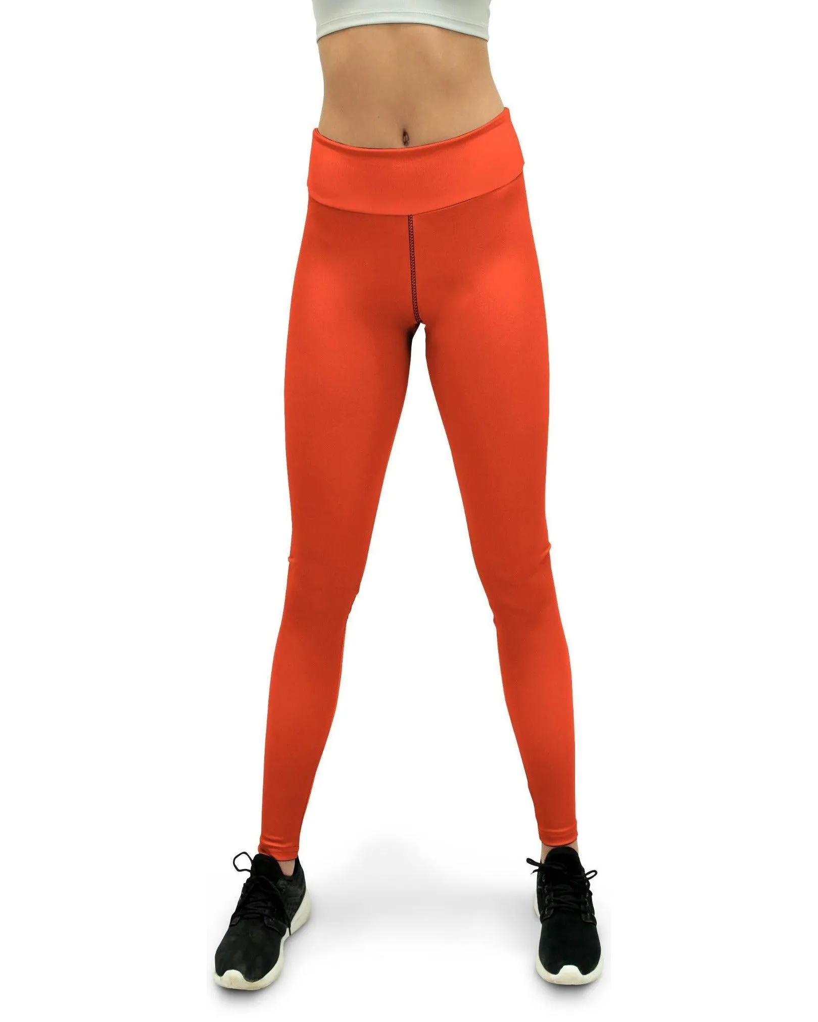 Solid Hot Orange Yoga Pants