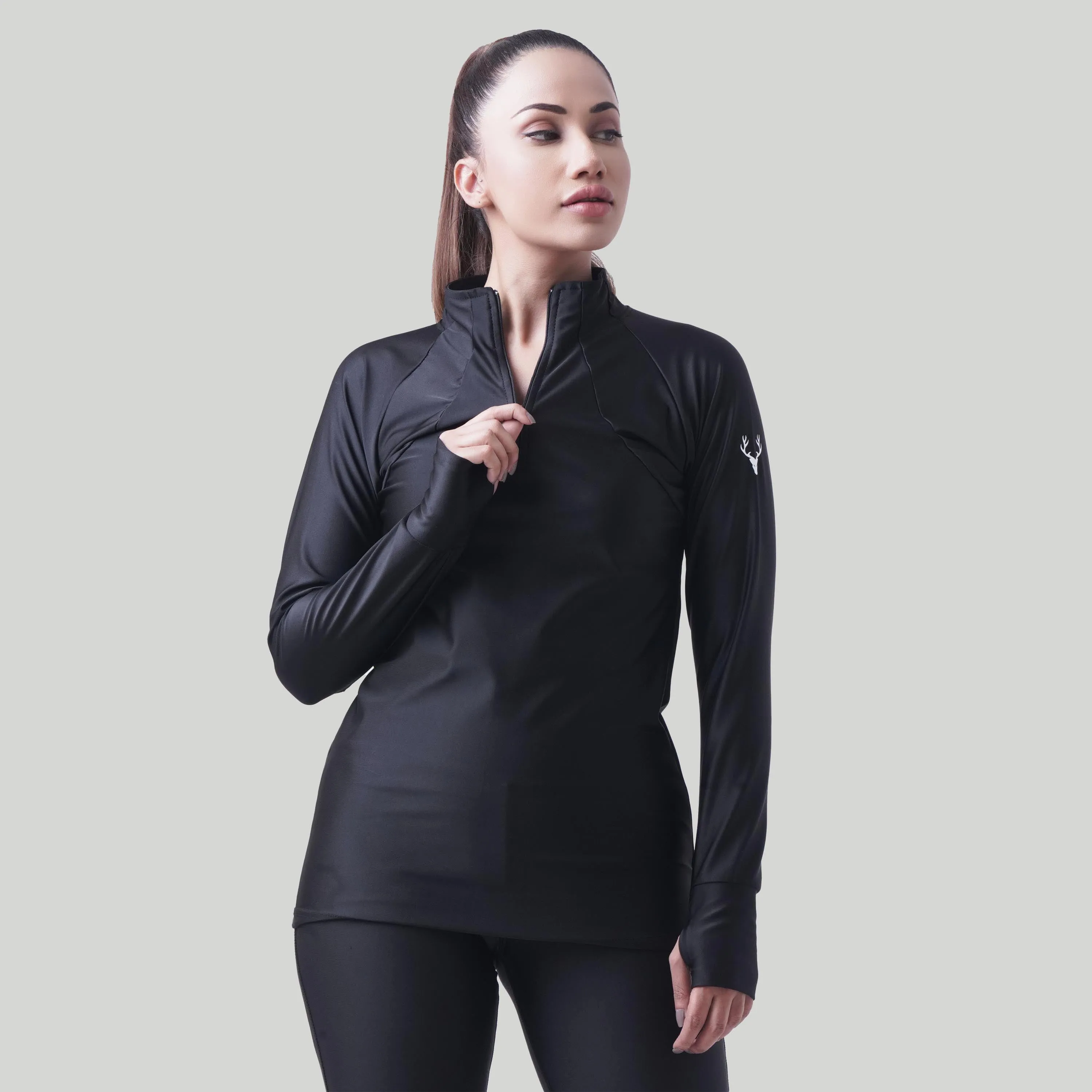 Stag Women Running 1/4 zip (Black)