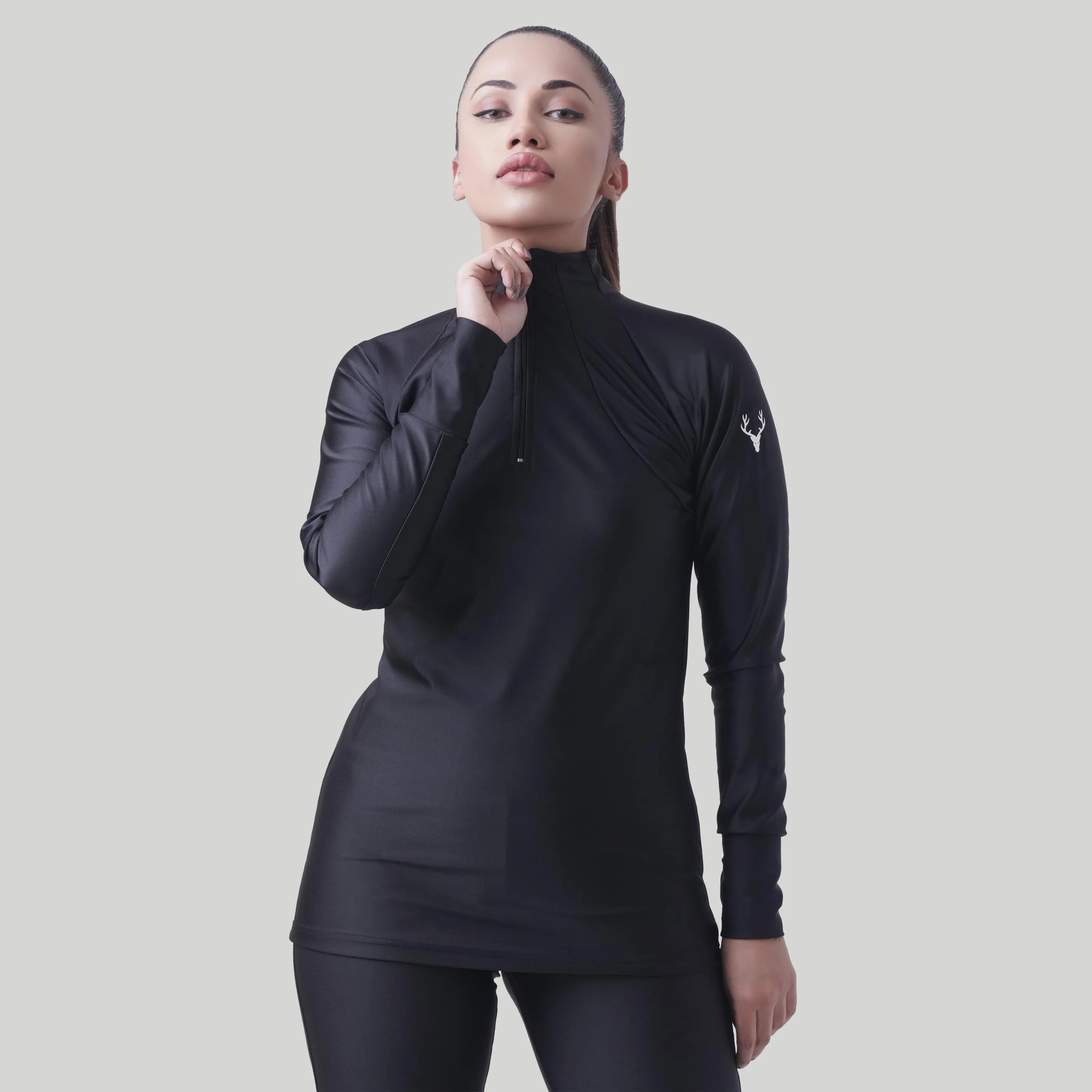 Stag Women Running 1/4 zip (Black)