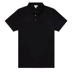 Sunspel S/S Cotton Jersey Polo Black