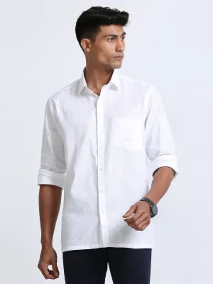 Time Cotton Finish White Shirt Full Sleeve