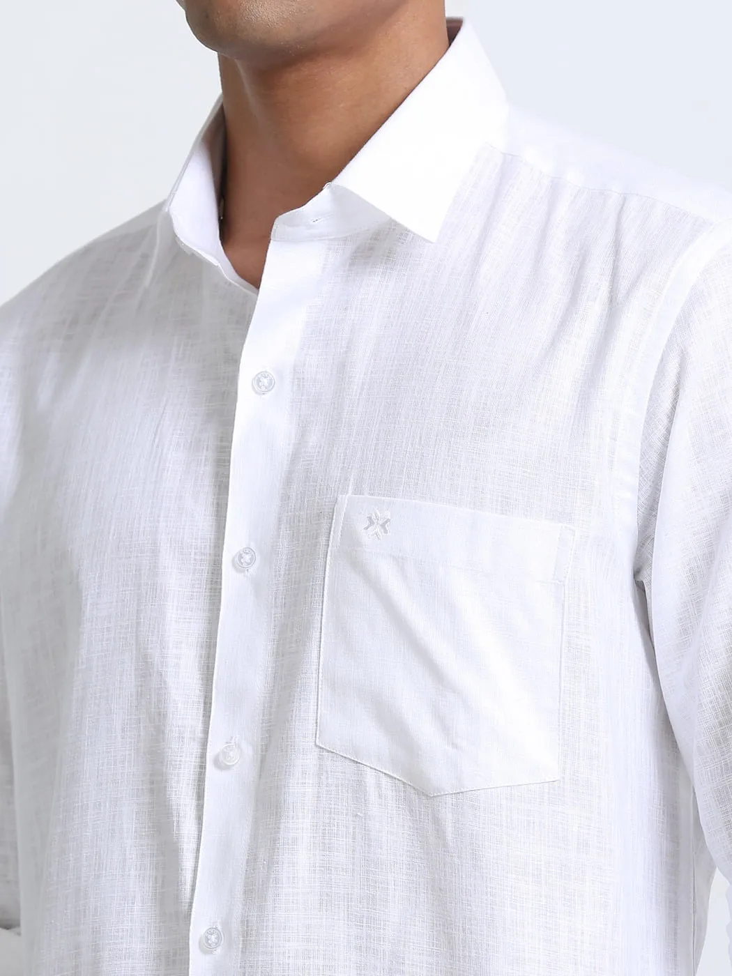 Time Cotton Finish White Shirt Full Sleeve