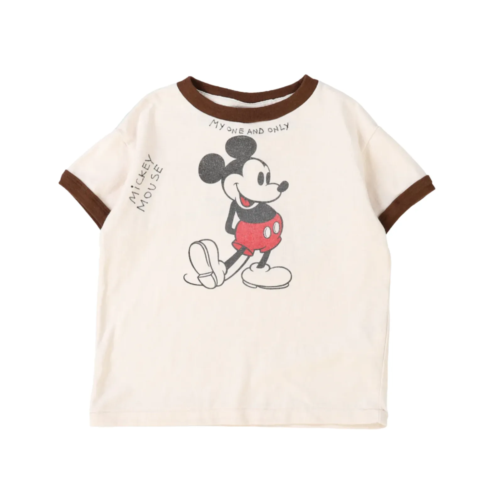 VINTAGE COTTON MICKEY MOUSE SCRIBLING RINGER TEE