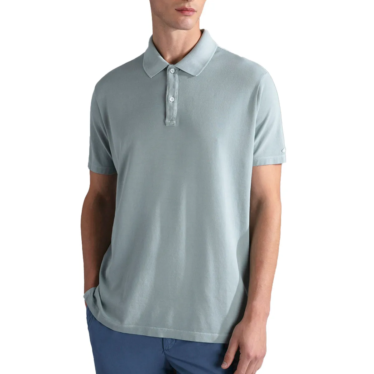 Washed Green Cotton Piqué Polo Shirt