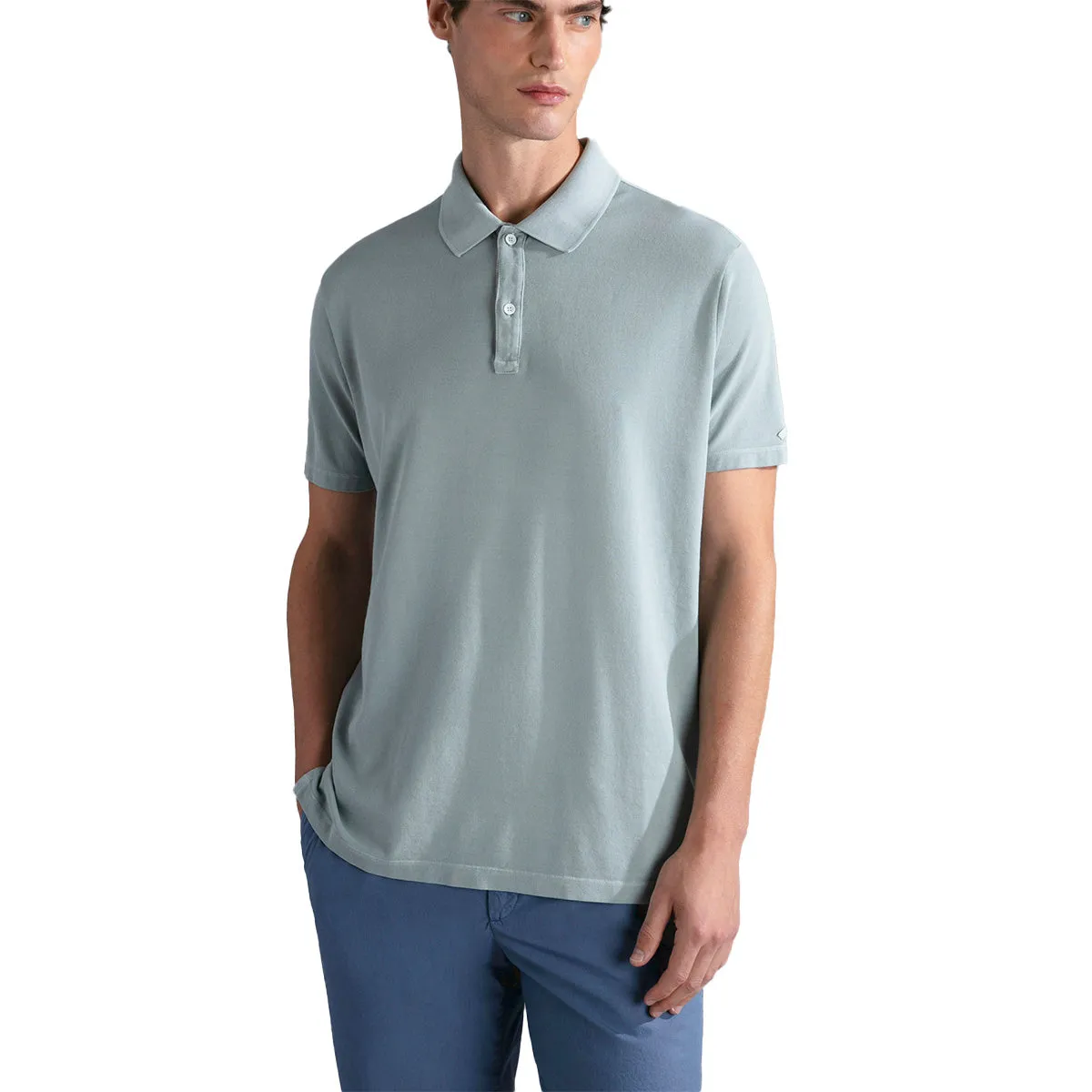 Washed Green Cotton Piqué Polo Shirt