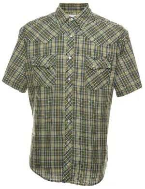 Wrangler Checked Green Short Sleeve Shirt - L