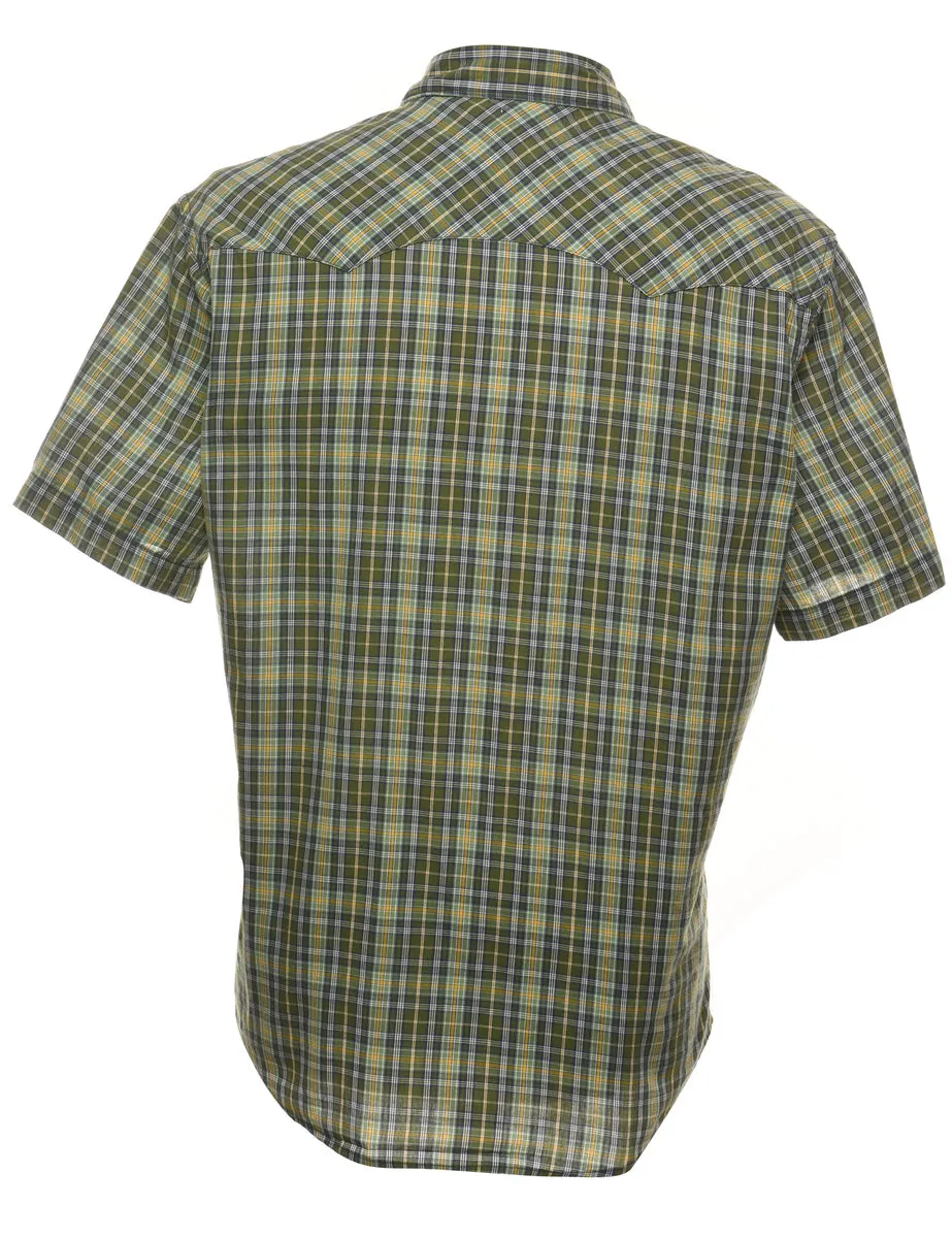 Wrangler Checked Green Short Sleeve Shirt - L