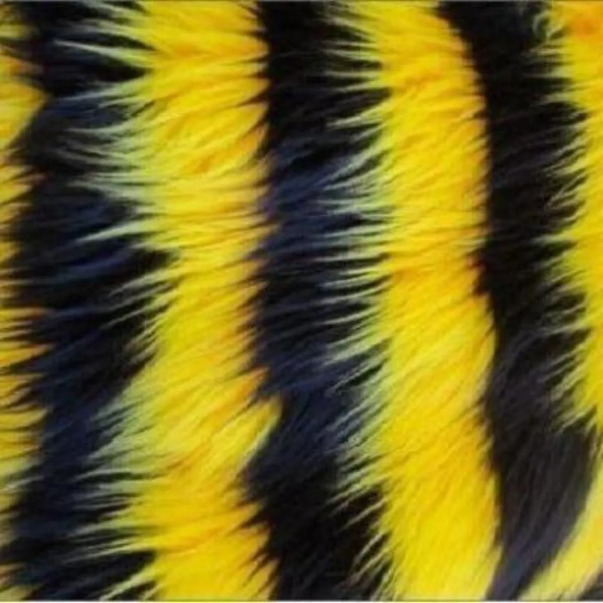 Yellow Black Striped Faux Fur Fabric